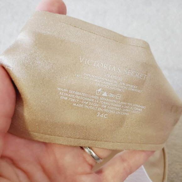 Victoria's Secret Nude Strapless Lightly Padded Bra 34C - Picture 3 of 4